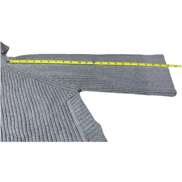 Ugg Poncho Women's Medium Grey Chunky Knit Cowl Neck Sweater Cotton 1k - Picture 11 of 13